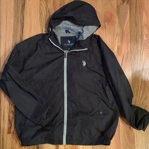 U.S. Polo Assn. Black Hooded Windbreaker